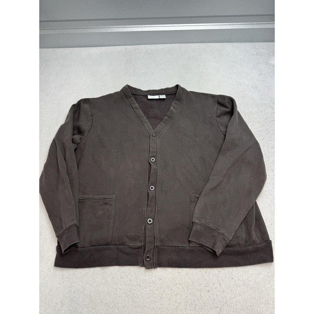 Vermont Country Store Sweater Cardigan Womens XL Brown Fleece Button FrontPocket